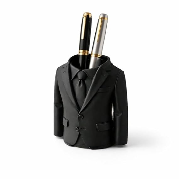 Moskai 3D Suit Executive Pen Stand for Men | Creative Office Desk Organizer Pen Holder