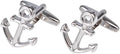 Anchor Cufflinks for Men in Silver Finish Premium Nautical Design Brass Metal Cufflink Set for Suit Blazer and Tuxedo Stylish Groom Wedding Cufflinks for Men Gift Box Luxury Formal Accessories and Office Wear Fashion Jewelry