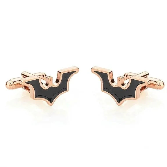 Men's Bat Wing Design Brooch and Cufflinks Set, Black & Silver Tone Lapel Pin with Matching Shirt Cuff Links, Novelty Formal Accessories for Suit, Blazer, Tuxedo, Wedding, Party & Office Wear