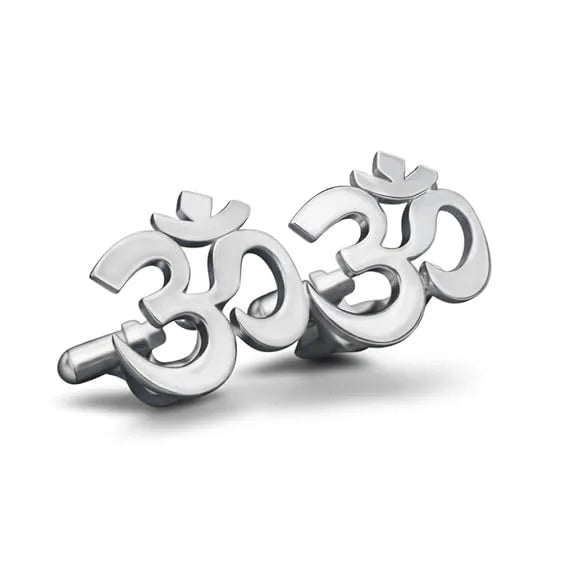 Om Cufflinks for Men Formal Shirts | Personalized Customised Custom Cufflink for Men | Gold Plated Om Symbol Name Cufflinks | Spiritual Designer Wedding, Office Wear & Gift Cufflinks