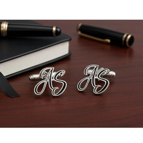 Personalised Enamel Initial Name Cufflinks for Men – Custom Name Letter Cufflinks for Formal & Wedding Wear