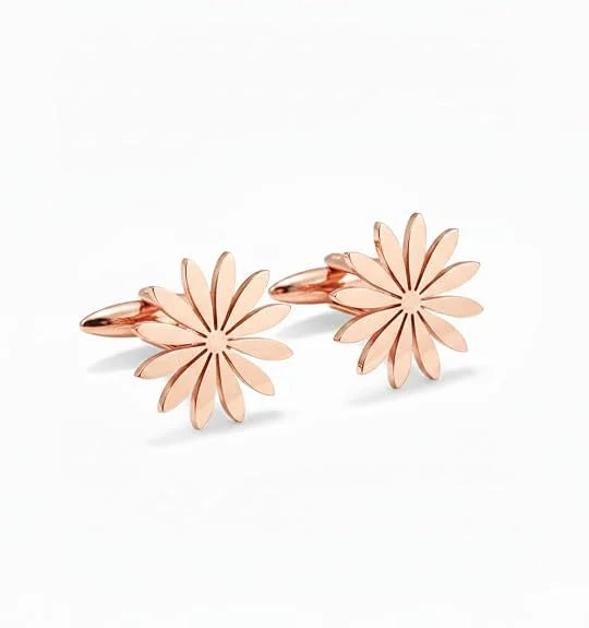 Elegant Daisy Design Cufflinks for Men | Brass Flower Cuff Links | Premium Shirt Cufflinks for Formal Wear | Wedding Party Office Gift for Men Husband