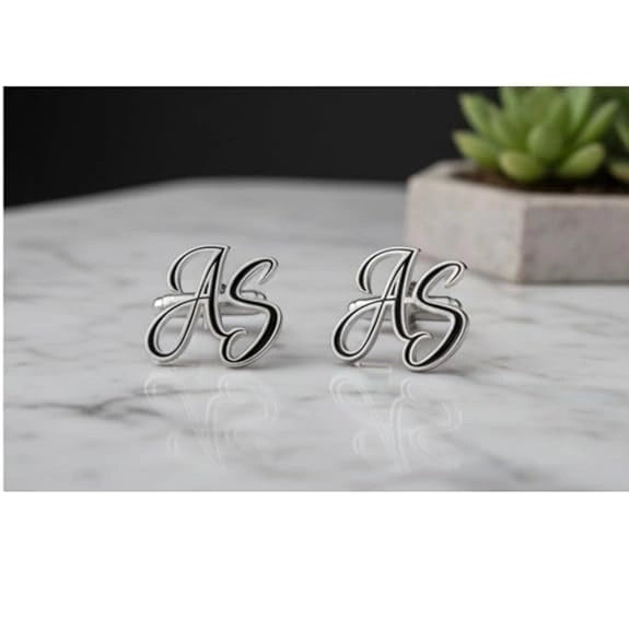 Personalised Enamel Initial Name Cufflinks for Men – Custom Name Letter Cufflinks for Formal & Wedding Wear