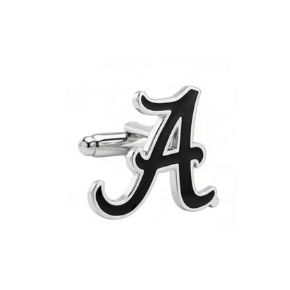 Personalised Single Enamel Initial Cufflink for Men – Custom Name Initial Cufflinks for Formal & Wedding Wear