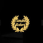 Infinity Bond Laurel Wreath Personalised Couple Name Brooch Pin for Men & Women