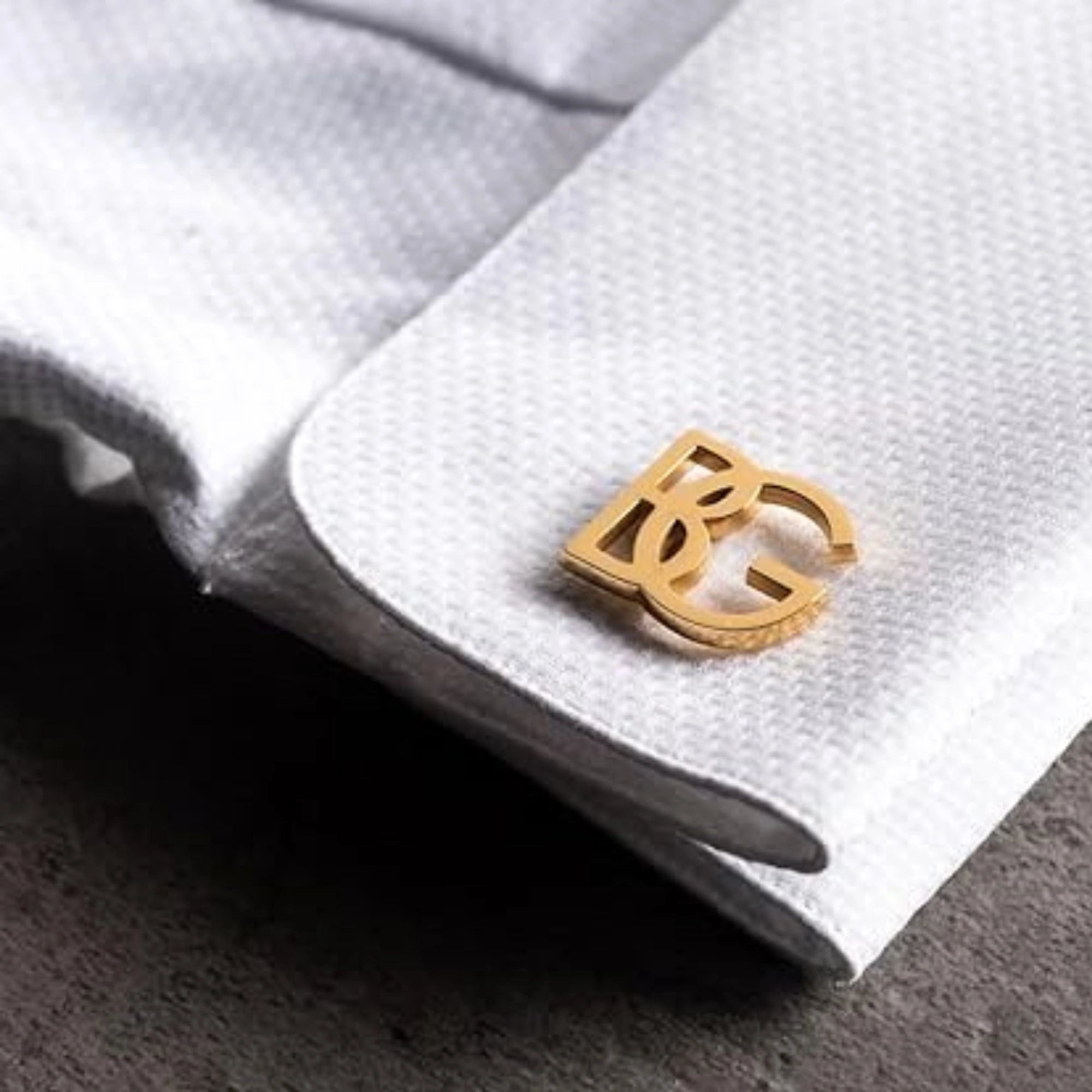 Custom Initial Name Cufflinks - Personalized 2-Letter Monogram for Men in Brass