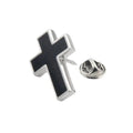 Elegant Men’s Black Cross Brooch - Religious Faith Lapel Pin in Premium Brass- Christian Wedding & Suit Accessory Gift