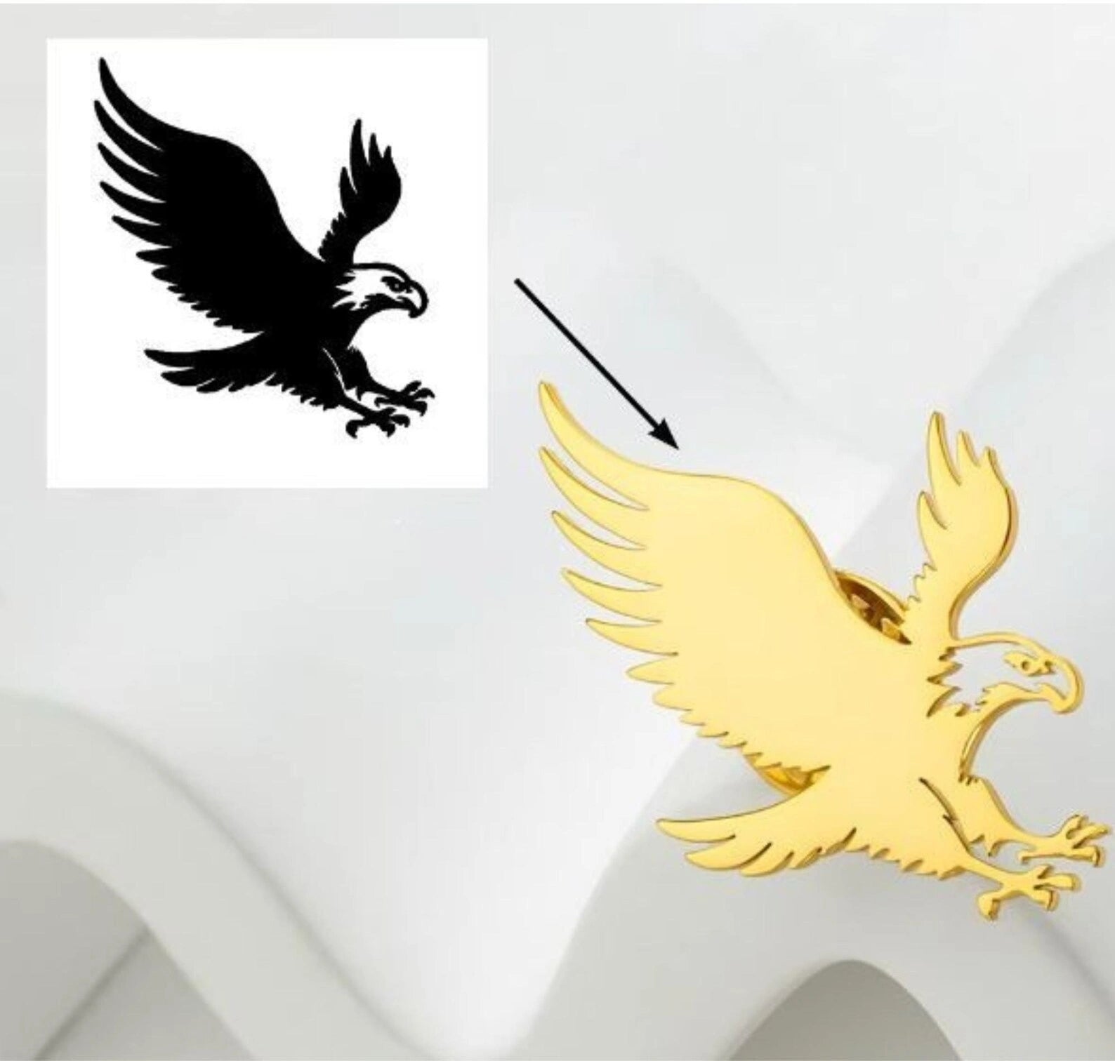 Majestic Flying Eagle Lapel Pin - Premium Gold Finish Bird Brooch for Men & Women's Suits, Blazers & Coats