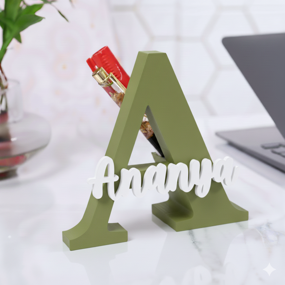 Moskai Name Customised 3D Pen Stand for Desk & Office Use