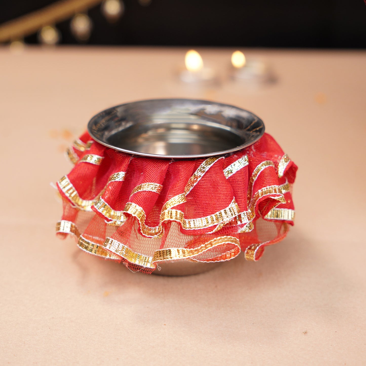 My Shining Star Pooja Thali Set | Red Patch Colour Star Karwa Chauth Thali