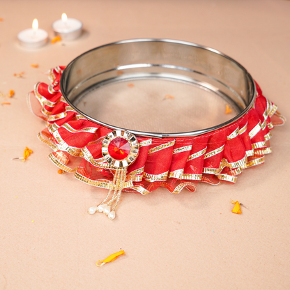 Karwa Chauth Thali Set | Red Colour Star Design