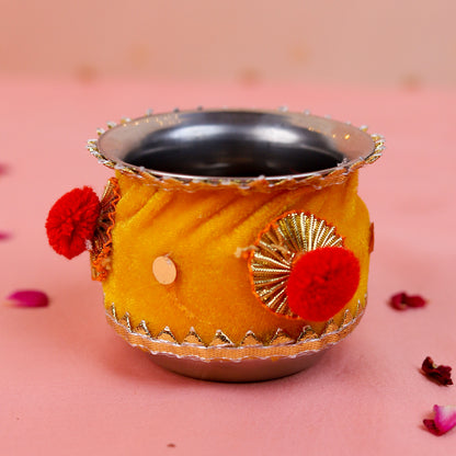 Karwa Chauth Thali Set with Cover | Steel Pooja Thali