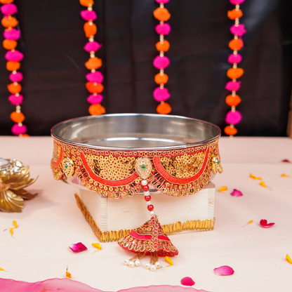 MOSKAI Rose Red Maharani Collection Thali Set