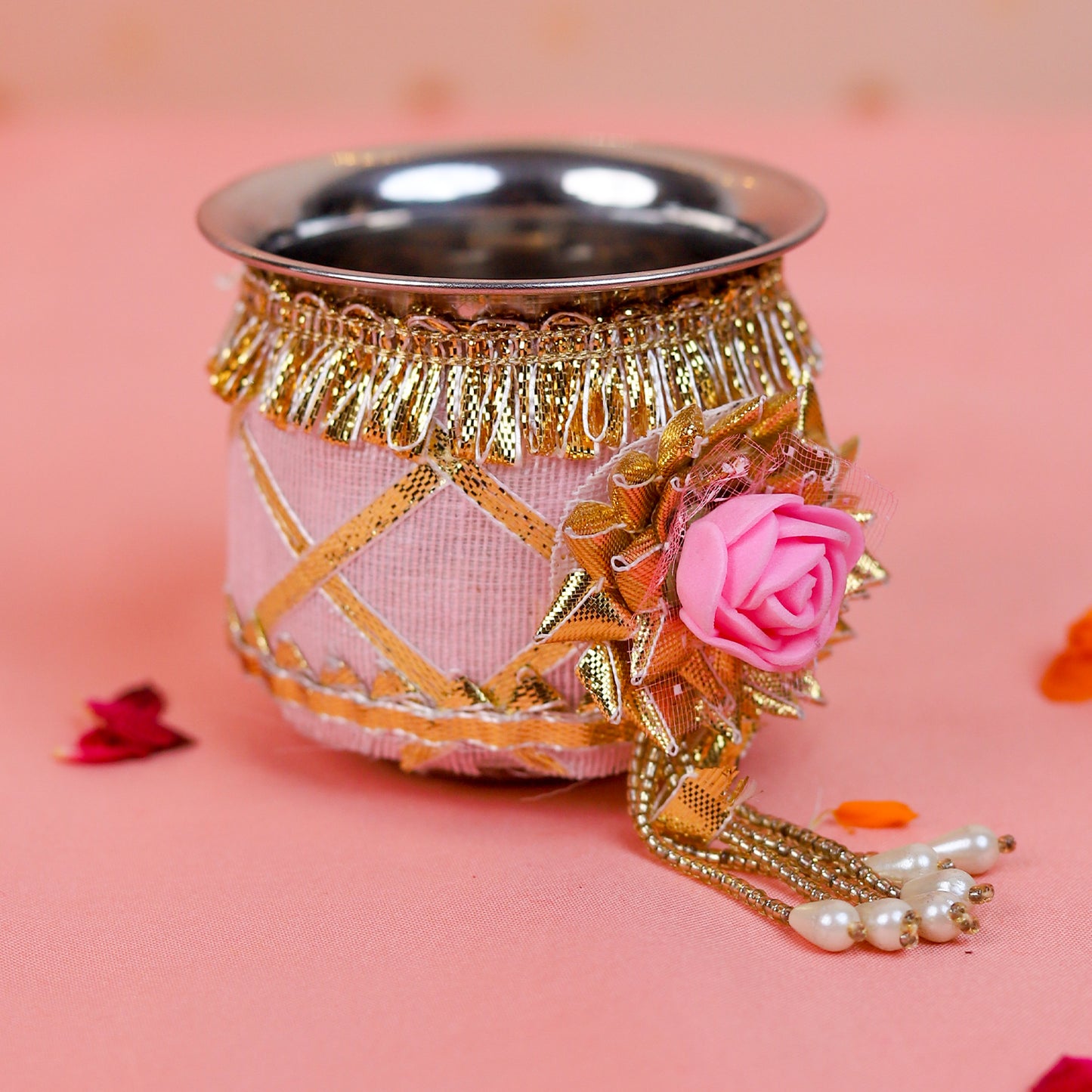 Personalised Karwa Chauth Thali Set | Custom Photo Steel Thali