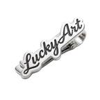 Customized Name Engraved Tie Pin with Black Inlay for Men