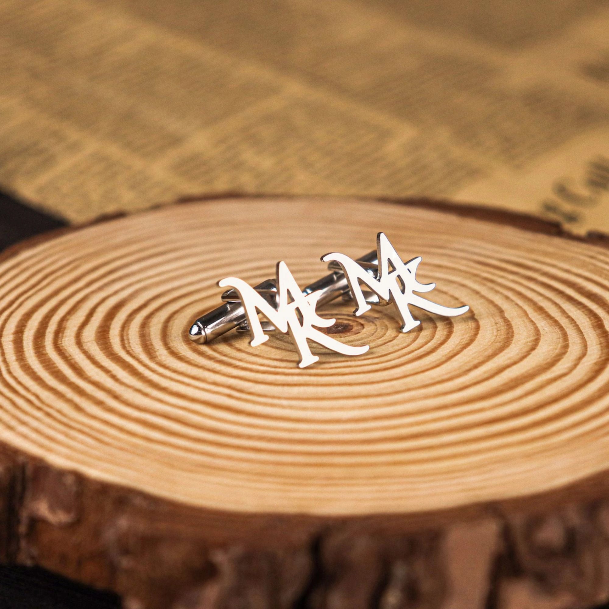 Bespoke Signature Monogram Name Cufflinks - Personalized Brass Name Jewelry for Men