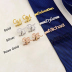 Custom Personalized Initial Cufflinks & Full Name Tie Pin Set - Brass Accessory Combo - Unique Groom, Father & Corporate Gift Set