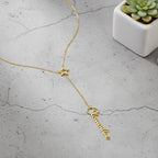 Custom Vertical Name & Star Charm Y-Lariat Necklace – Personalized Script Nameplate with Dainty Star Accent
