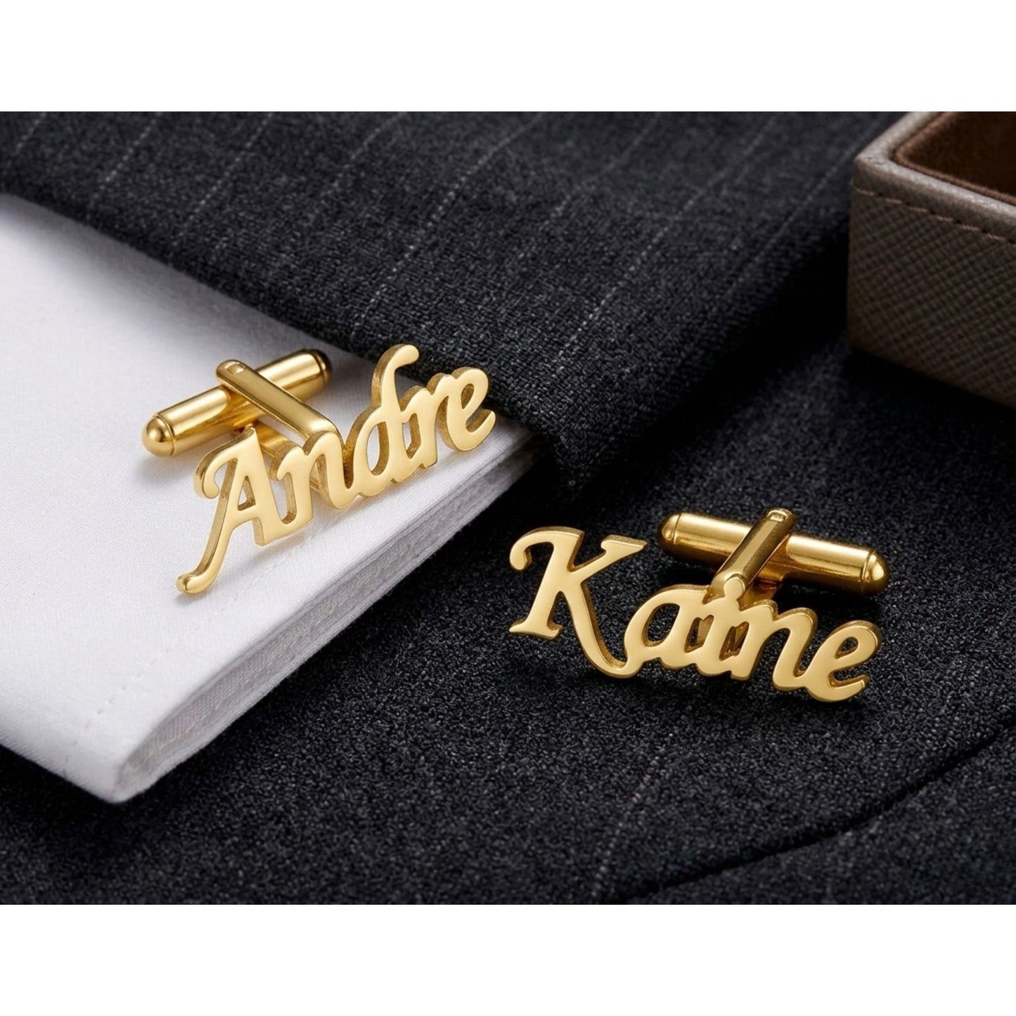 Custom Name Cufflinks for Men Groom & Groomsmen - Personalized Brass Cufflinks