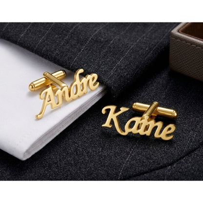 Custom Name Cufflinks for Men Groom & Groomsmen - Personalized Brass Cufflinks
