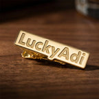 Personalized Engraved Name Tie Pin for Men | Custom Brass Tie Clip with Block Lettering