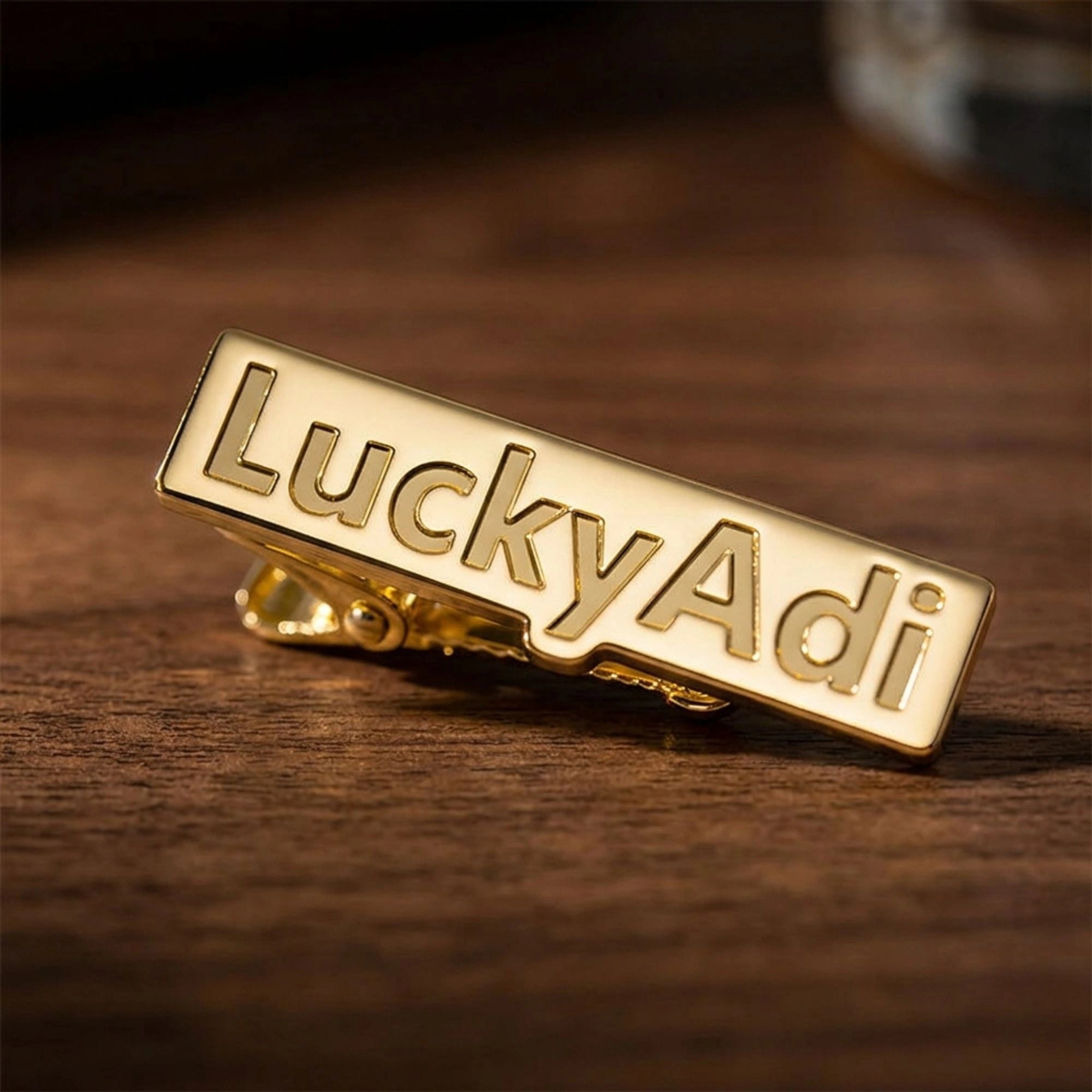 Personalized Engraved Name Tie Pin for Men | Custom Brass Tie Clip with Block Lettering