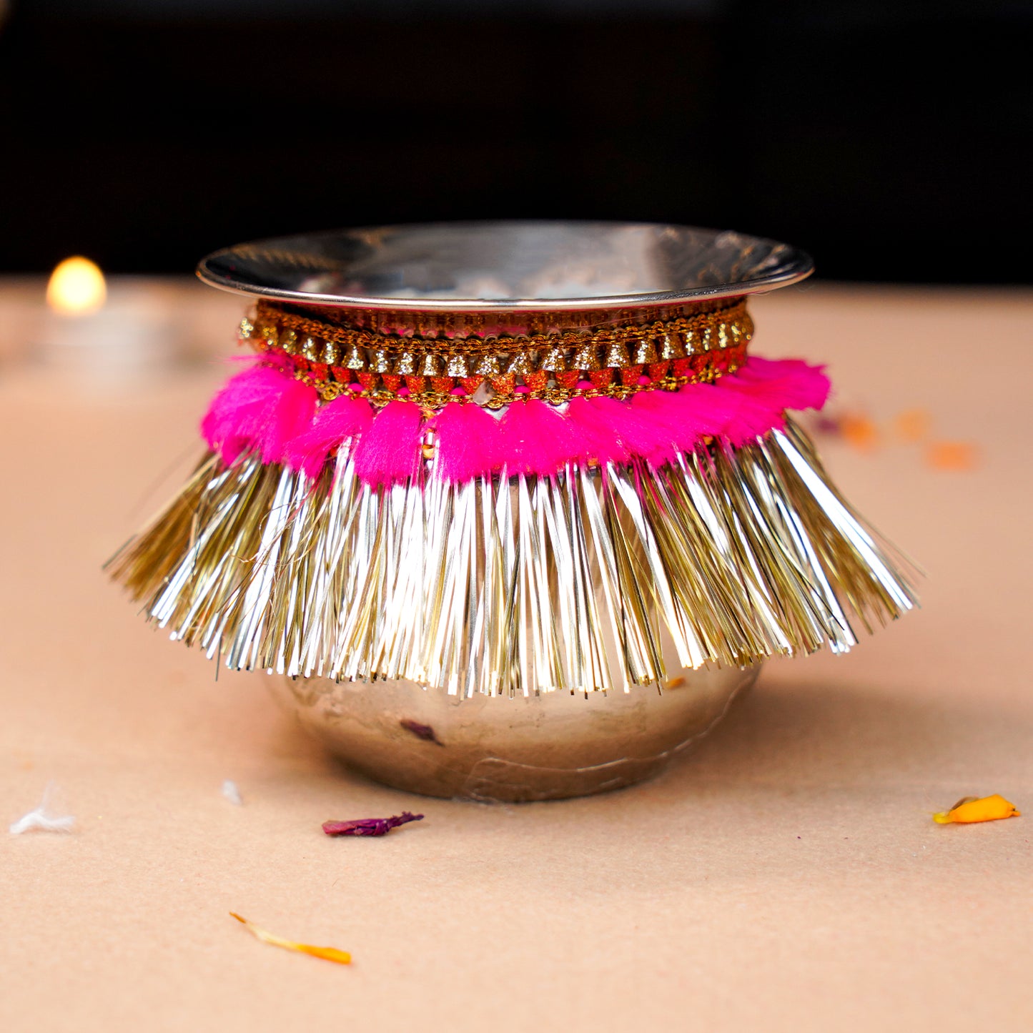 Royal Karwa Chauth Pooja Thali Set | Multi Patch Colour Thali