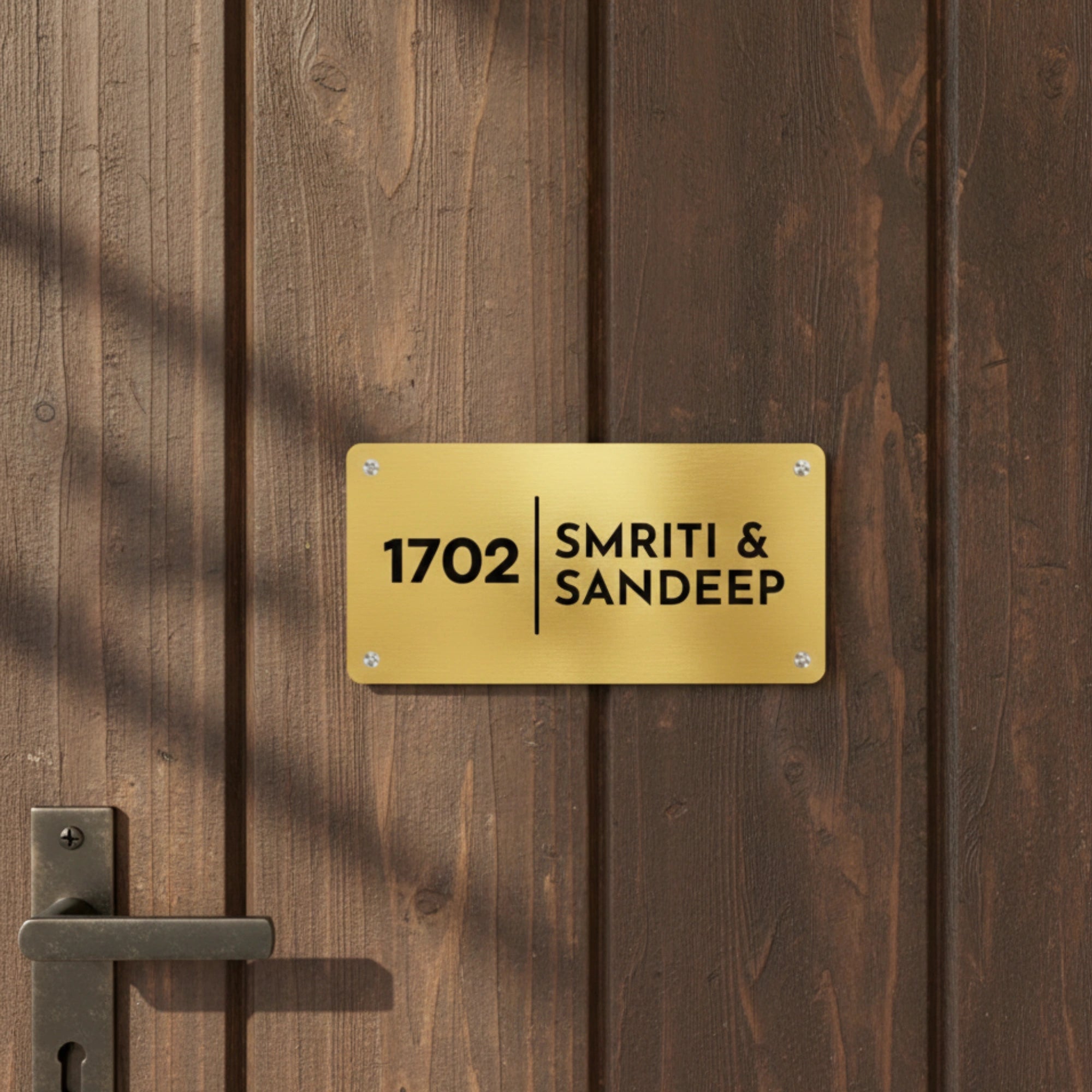 Personalised Metal Door Nameplate for Home – Customised House Name Plate with Flat Number 4x12 Inches