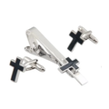 Premium Men’s Black Cross Cufflinks & Tie Clip Combo Set- Luxury Christian Gift Set for Weddings & Office Wear