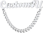 Custom Name Brooch Pin with Chain – Personalized Gold Plated Name Badge for Men & Women