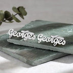 Custom Name Cufflinks for Men - Personalized Modern Cursive Lettering in Brass