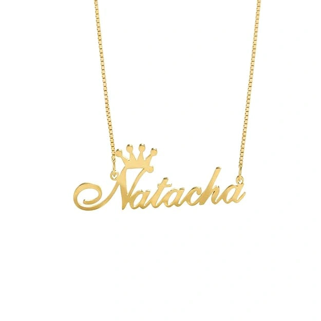 Crown Personalized Name Necklace - Custom Queen Crown Nameplate Pendant for Women
