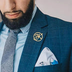 Custom Round Brooch Pin for Men & Women – Personalised Initial Lapel Pin – Gold Letter Badge for Blazer, Coat, Kurta – Wedding Groom Bride Family Gift