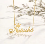 Crown Personalized Name Necklace - Custom Queen Crown Nameplate Pendant for Women
