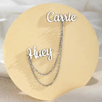 Personalised Double Name Chain Brooch | Custom Lapel Pin