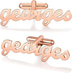 Custom Name Cufflinks for Men - Personalized Modern Cursive Lettering in Brass