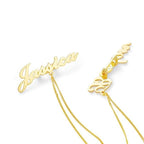 Personalized Double Name Brooch with Gold Chain | Custom Name Lapel Pin for Men & Women | Stylish Gold Plated Coat Brooch for Blazer, Suit & Wedding
