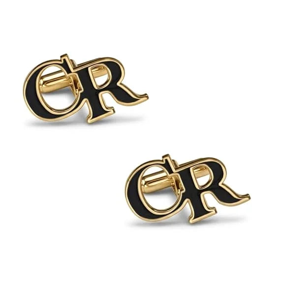 Personalised Initial Name Cufflinks for Men Black Enamel Custom Initial Cufflinks Stylish Formal Shirt Cuff Links Wedding Groom Gift Premium Monogram Cufflinks Custom Cufflink for Men Formal
