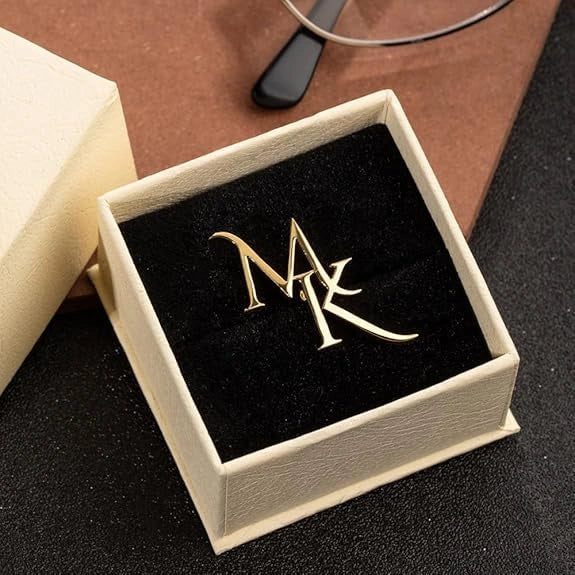 Custom Letter Initial Brooch Pin – Personalised Name Alphabet Lapel Pin for Men & Women – Premium Silver Finish Suit & Blazer Accessory