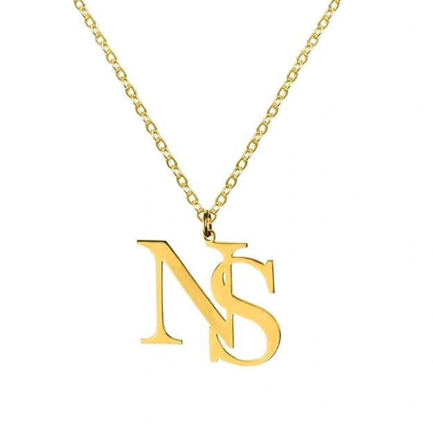 Personalized Dual Initial Name Necklace - Custom Alphabet Letter Pendant for Women & Girls