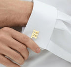 Custom 2-Letter Initial Monogram Cufflinks - Personalized Brass Alphabet Shirt Studs for Men