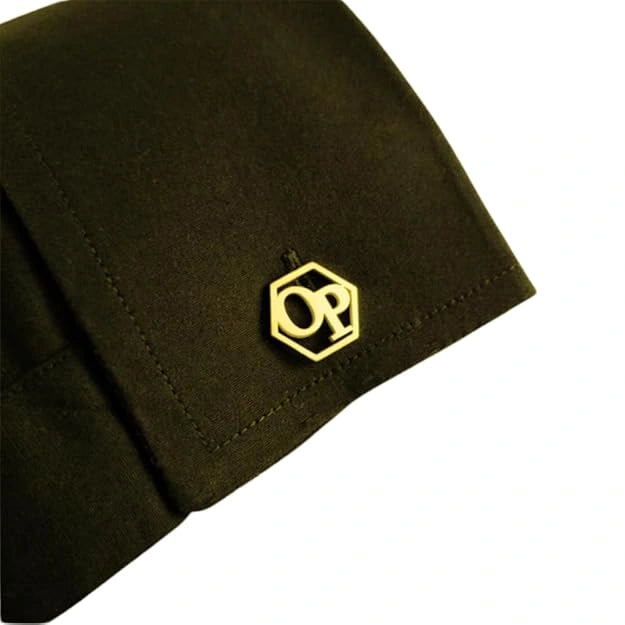 Personalized Hexagon Monogram Initial Cufflinks - Custom 2-Letter Alphabet Design for Men in Brass