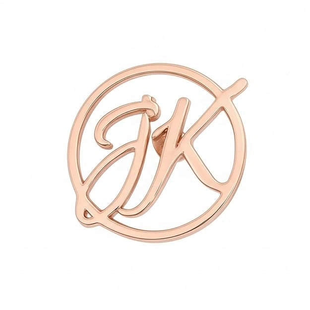 Custom Round Brooch Pin for Men & Women – Personalised Initial Lapel Pin – Gold Letter Badge for Blazer, Coat, Kurta – Wedding Groom Bride Family Gift