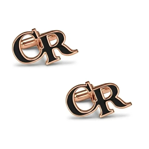 Personalised Initial Name Cufflinks for Men Black Enamel Custom Initial Cufflinks Stylish Formal Shirt Cuff Links Wedding Groom Gift Premium Monogram Cufflinks Custom Cufflink for Men Formal