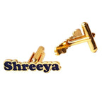 Personalized Golden & Black Enamel Name Cufflinks - Custom Brass Designer Cufflinks for Men