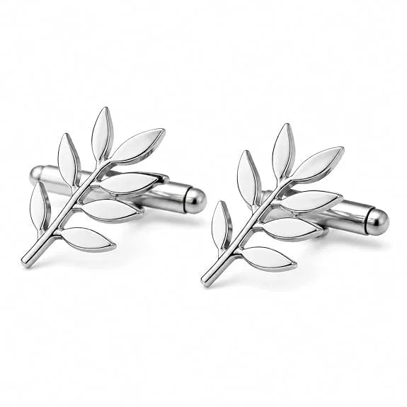 Olive Branch Cufflinks for Men, Premium Brass Gold Leaf Cufflinks, Elegant Nature Inspired Wedding Cufflinks, Formal Shirt Cufflinks for Men, Business Suit Accessories, Groom Gift, Luxury Cuff Links
