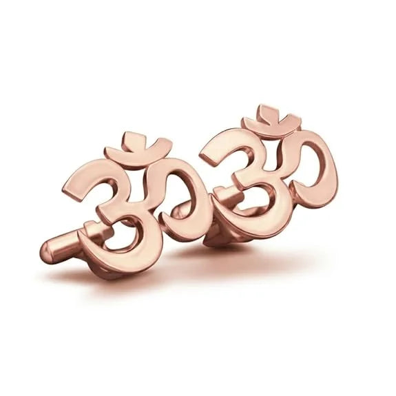 Om Cufflinks for Men Formal Shirts | Personalized Customised Custom Cufflink for Men | Gold Plated Om Symbol Name Cufflinks | Spiritual Designer Wedding, Office Wear & Gift Cufflinks