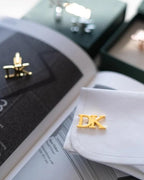 Custom 2-Letter Initial Monogram Cufflinks - Personalized Brass Alphabet Shirt Studs for Men