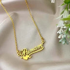 Personalized Heart Lined Name Necklace - Custom Cursive Nameplate Pendant for Women