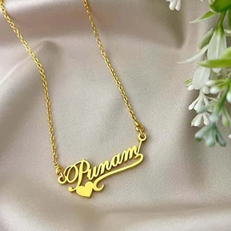 Personalized Heart Lined Name Necklace - Custom Cursive Nameplate Pendant for Women